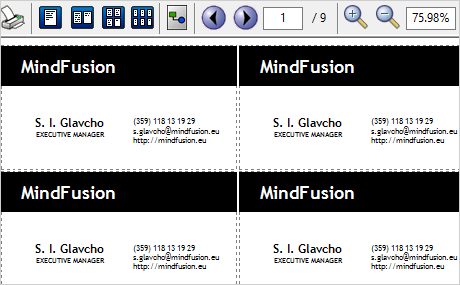 WinForms Reporting Control: Business Cards