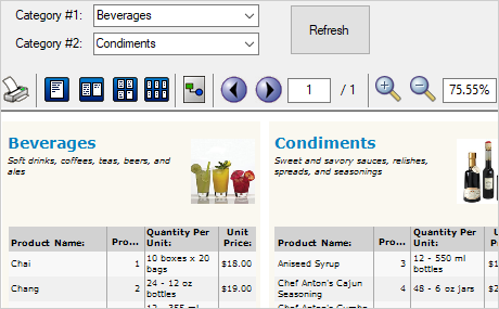 WinForms Reporting Component: Side-by-side Reports