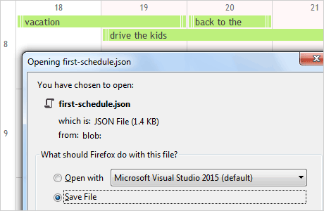 Speichern und Laden eines Zeitplans aus einer Json-Datei
