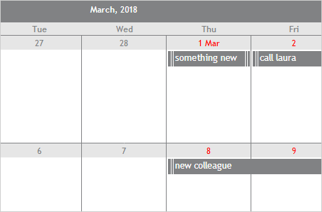 Calendario mensual en JavaScript