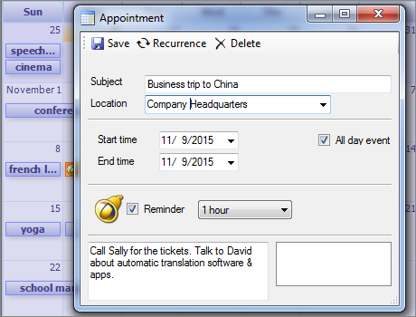 Calendar Component: Appointment Form