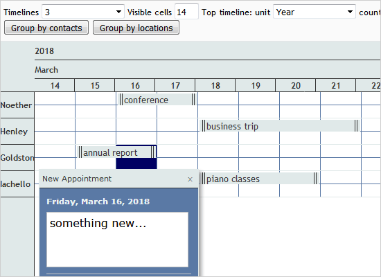 Resources Table in JavaScript