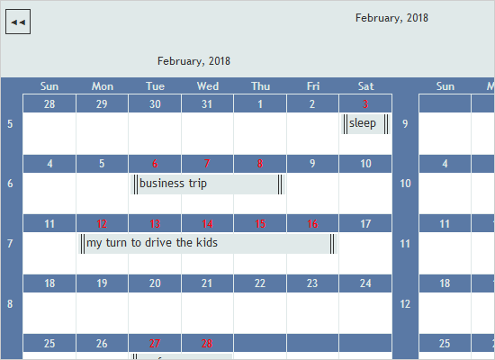 Different Calendar Views in the Js Scheduler